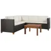 Image de vidaXL Salon de jardin 4 pcs avec coussins Résine tressée Marron