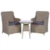 Image de vidaXL Ensemble de bistro 3 pcs avec coussins Résine tressée Marron