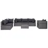 Image de vidaXL Salon de jardin 7 pcs et coussins et oreillers Résine tressée