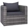 Image de vidaXL Chaise de jardin avec coussin et oreiller Résine tressée Gris