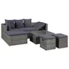 Image de vidaXL Salon de jardin 4 pcs avec coussins Résine tressée Gris