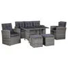 Image de vidaXL Salon de jardin 6 pcs avec coussins résine tressée gris