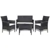 Image de vidaXL Salon de jardin 4 pcs avec coussins Résine tressée Noir