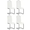 Image de vidaXL Chaises à manger cantilever lot de 4 blanc similicuir