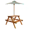 Image de vidaXL Table à pique-nique et parasol enfants 79x90x60cm Acacia solide