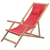 Image de vidaXL Chaise pliante rouge en tissu et structure en bois