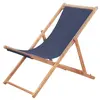 Image de vidaXL Chaise pliable de plage Tissu et cadre en bois Bleu