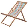 Image de vidaXL Chaise pliable de plage Tissu et cadre en bois Multicolore
