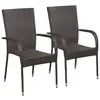 Image de vidaXL Chaises empilables d'extérieur lot de 2 Résine tressée Marron