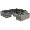 Image de vidaXL Salon de jardin 10 pcs avec coussins Résine tressée Gris