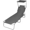Image de vidaXL Chaise Longue Pliable avec Auvent Acier Transat de Jardin Camping
