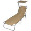 Image de vidaXL Ligbed met luifel inklapbaar staal taupe