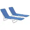 Image de vidaXL Chaises longues pliables lot de 2 Acier et tissu Bleu