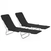 Image de vidaXL Chaises longues pliables lot de 2 Acier et tissu Noir