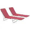 Image de vidaXL Chaises longues pliables lot de 2 Acier et tissu Rouge