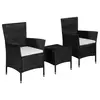 Image de vidaXL Ensemble de bistro 3 pcs Résine tressée Noir