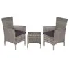 Image de vidaXL Mobilier de bistro 3 pcs Résine tressée Gris