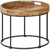 Image de vidaXL Table basse Bois de manguier massif et acier 50x40 cm