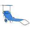 Image de vidaXL Chaise longue pliable avec auvent et roues Acier Bleu