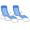 Image de vidaXL Chaises longues pliables lot de 2 Textilène Bleu