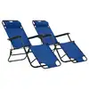 Image de vidaXL Chaises longues pliables 2 pcs avec repose-pied Acier Bleu