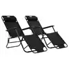 Image de vidaXL Chaises longues pliables 2 pcs avec repose-pied Acier Noir