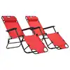 Image de vidaXL Chaises longues pliables 2 pcs avec repose-pied Acier Rouge
