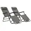 Image de vidaXL Chaises longues pliables 2 pcs avec repose-pied Acier Gris