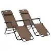 Image de vidaXL Chaises longues pliables 2 pcs avec repose-pied Acier Marron