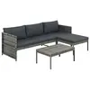 Image de vidaXL Salon de jardin 3 pcs avec coussins Résine tressée Gris