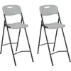 Image de vidaXL Chaises de bar pliables lot de 2 PEHD et acier Blanc