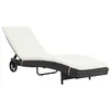 Image de vidaXL Chaise longue avec roues et coussin Résine tressée Noir