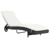 Image de vidaXL Chaise longue avec roues et coussin Résine tressée Noir