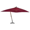 Image de vidaXL Parasol de jardin en porte-à-faux et mât en bois rouge bordeaux