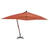 Image de vidaXL Parasol de jardin en porte-à-faux avec mât en bois terre cuite