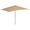 Image de vidaXL Parasol d'extérieur avec mât en bois 200 x 300 cm taupe