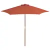 Image de vidaXL Parasol d'extérieur avec mât en bois 270 cm Terre cuite