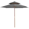 Image de vidaXL Parasol à deux étages avec mât en bois 270 cm anthracite