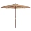 Image de vidaXL Parasol d'extérieur avec mât en bois 350 cm Taupe