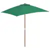 Image de vidaXL Parasol d'extérieur avec mât en bois 150x200 cm vert