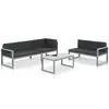 Image de vidaXL Salon de jardin 3 pcs et coussins Aluminium Noir