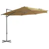 Image de vidaXL Parasol de jardin en porte-à-faux avec mât en acier taupe