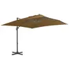 Image de vidaXL Parasol de jardin en porte-à-faux et poteau en aluminium taupe