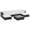 Image de vidaXL Salon de jardin 7 pcs avec coussins Résine tressée Noir
