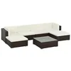 Image de vidaXL Salon de jardin 7 pcs avec coussins Résine tressée Marron