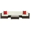 Image de vidaXL Salon de jardin 7 pcs avec coussins Résine tressée Marron