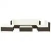 Image de vidaXL Salon de jardin 6 pcs avec coussins Résine tressée Marron