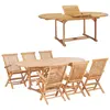 Image de vidaXL Ensemble à manger d'extérieur 7pcs 150-200x100x75cm Teck massif