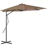 Image de vidaXL Parasol d'extérieur avec mât en acier 300 cm Taupe
