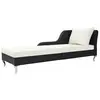 Image de vidaXL Chaise longue avec coussin Résine tressée Noir